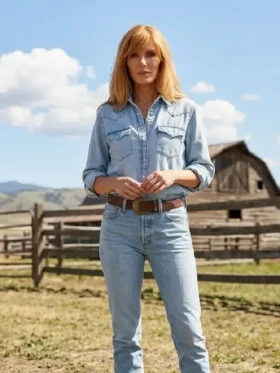 Dutton Ranch Kelly Reilly Denim Shirt Front View