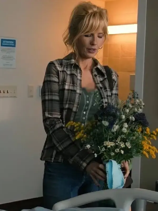 Dutton Ranch Kelly Reilly Plaid Shirt Front View Dutton Ranch Kelly Reilly Plaid Shirt Front View
