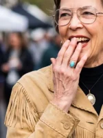 Dutton Ranch Premiere Annette Bening Fringe Jacket Close-Up View