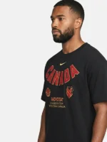 A premium standalone presentation of the midnight black World Cup 2026 Nocta x Canada T Shirt shell.