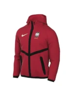 A premium standalone presentation layout of the fiery red World Cup 2026 Korea Jacket shell.