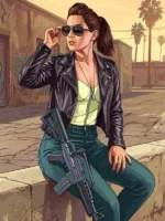Female Protagonist GTA 6 Black Leather Jacket Closure View