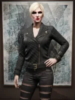 Female Protagonist GTA 6 Leather Jacket Close-Up View