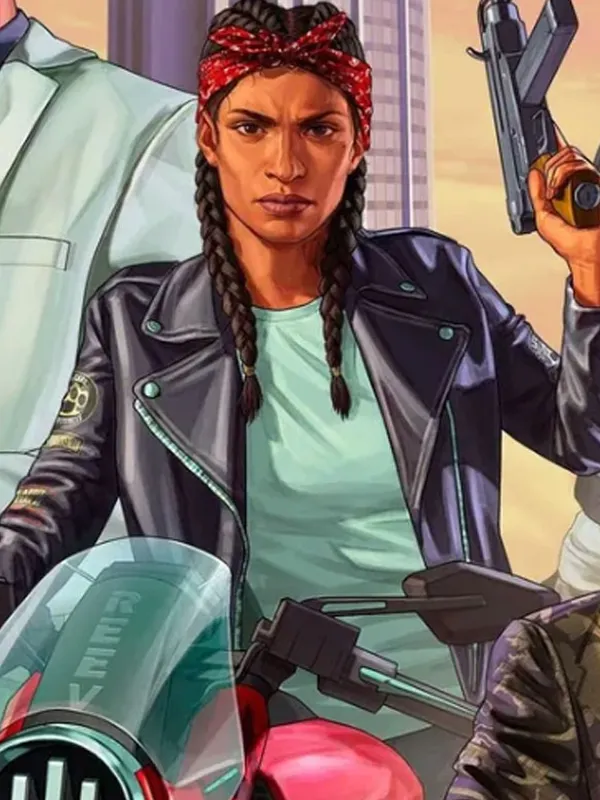 GTA 6 Female Protagonist Biker Jacket Front View GTA 6 Female Protagonist Biker Jacket Front View