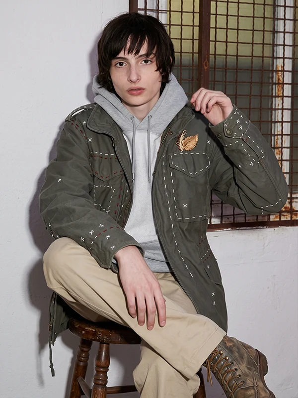 Gdbg X Alpha M-65 Upcycled Jacket Front View Gdbg X Alpha M-65 Upcycled Jacket Front View