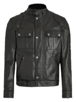 In The Grey 2026 Henry Cavill Black Leather Jacket Front View