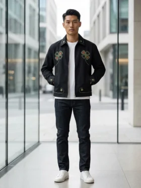 Jay-Z Lucky Draw Black Embroidered jacket Front View