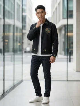 Jay-Z Lucky Draw Black Embroidered jacket Side View