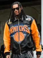 Jordan Clarkson New York Knicks Emroidered Real Leather Jacket For Sale