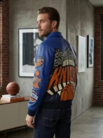 Classic multicolor Knicks 2026 Champions Leather Jacket from Kith honoring the New York Knicks triumphant 2026 NBA title