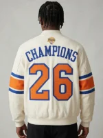 Classic Kith Knicks 2026 Champions Bomber Jacket from Kith celebrating the New York Knicks 2026 NBA championship run