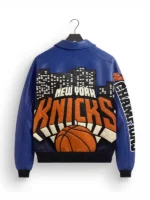 Back view of the multicolor Knicks 2026 Champions Leather Jacket revealing the full championship design on this Kith piece
