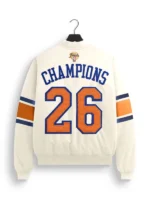 Iconic Kith Knicks 2026 Champions Bomber Jacket celebrating the New York Knicks as the 2026 NBA Finals champions