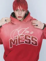 Landon Barker Faded Red Hoodie Front View