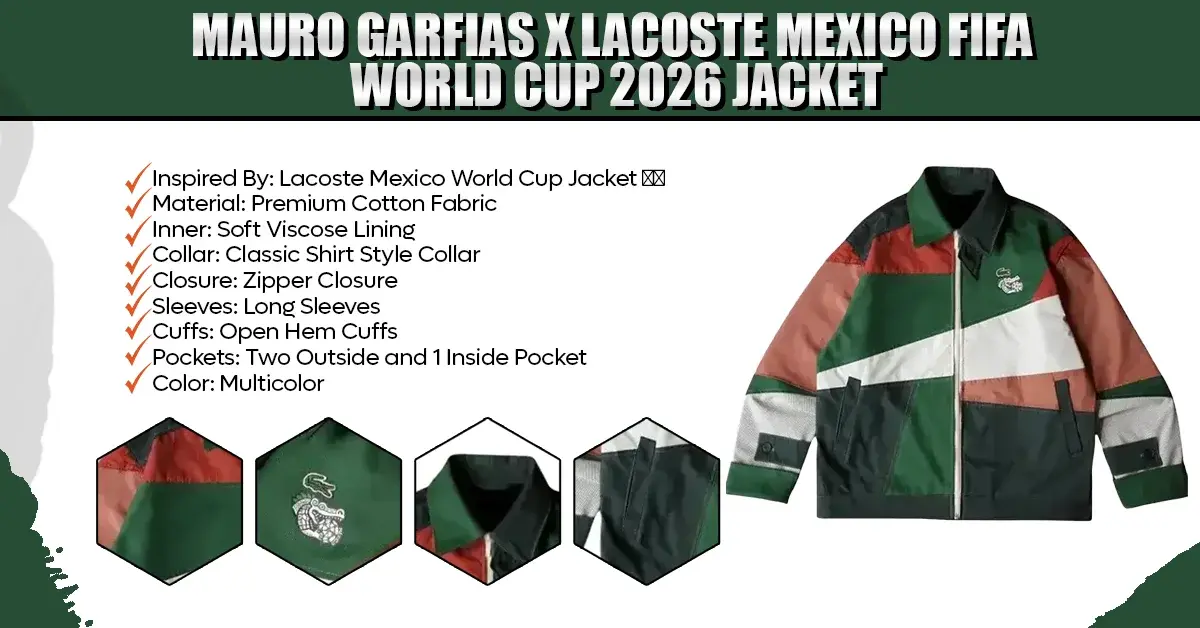 Multicolor cotton sports jacket with a classic shirt-style collar, full front zipper closure, and a stylized crocodile logo embroidered on the upper left chest.