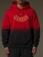 Nocta O CAN CS Fleece Hoodie Red And Black Front View