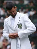 Novak Djokovic Wimbledon White Blazer Close-Up View