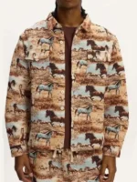 Off Campus Dexter Horse Print Jacket Close-Up View