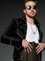 SNL Ryan Gosling Studded Leather Jacket Close-Up View