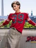 Clean studio profile presentation layout of the Spiderman Berlin Photocall Zendaya Shirt.