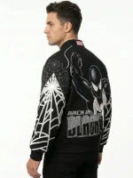 Spiderman Back in Black Varsity Jacket Back Side Look