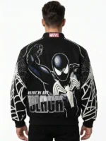Spiderman Back in Black Varsity Jacket Back View