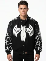 Spiderman Back in Black Varsity Jacket Front View