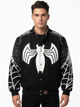 Spiderman Back in Black Varsity Jacket Front View