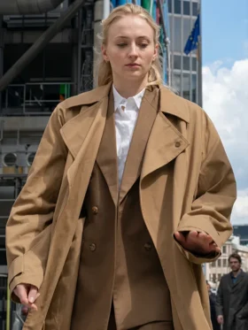 Steal 2026 Sophie Turner Trench Coat Closure View