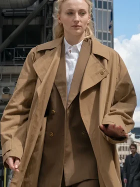 Steal 2026 Sophie Turner Trench Coat Front View