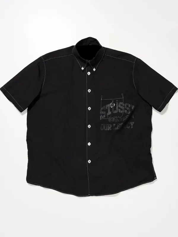 Stussy x OL Borrowed Bd Short Sleeve Shirt Front View Stussy x OL Borrowed Bd Short Sleeve Shirt Front View