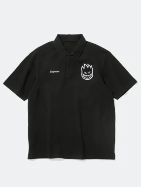 Supreme x Spitfire Polo Shirt Black Front View