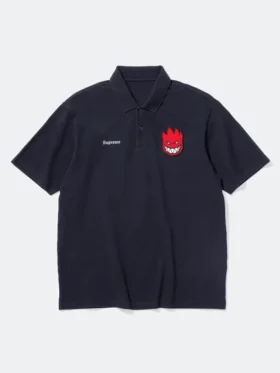 Supreme x Spitfire Polo Shirt Navy Blue Front View