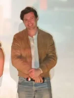 A premium standalone presentation of the rich espresso Voicemails for Isabelle Nick Robinson Suede Bomber Jacket shell.