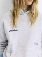 Womens Pull And Bear don't hate hoodie Close-Up View