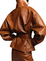 Zendaya Dune 3 Movie Brown Leather Jacket Back View