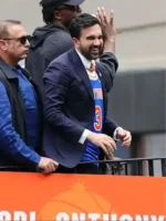 Zohran Mamdani NY Knicks Parade Blazer Side View