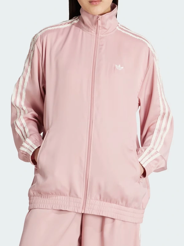 adidas Satin Ruffle 3 Firebird Track Jacket Front View adidas Satin Ruffle 3 Firebird Track Jacket Front View