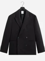 Full front profile layout showcasing the clean lines and minimalist hardware on the Kith Messi Football Suiting Jacket.
