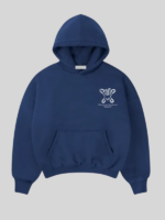 As Good As Any blue hoodie front view with small white chest logo on royal blue premium fleece