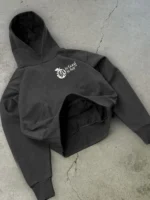 As Good As Any Soho NYC black hoodie flat lay showing back logo graphic on fleece pullover