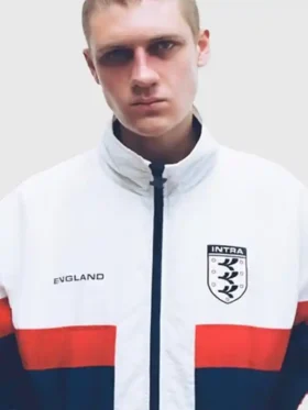 front presentation view highlighting the clean athletic tailoring of the Intra Nations England Jacket.