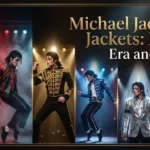 Michael Jackson jackets every era Beat It red leather, Bad Tour military coat, blue jacket, silver blazer and white jacket tribute collection at TV Jackets