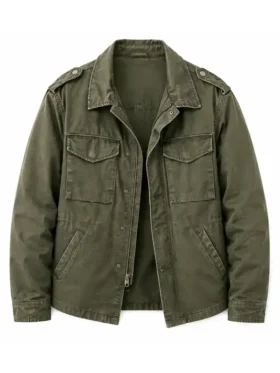 Full front presentation view highlighting the multi pocket layout of the Scary Movie 6 Shorty Meeks Jacket.