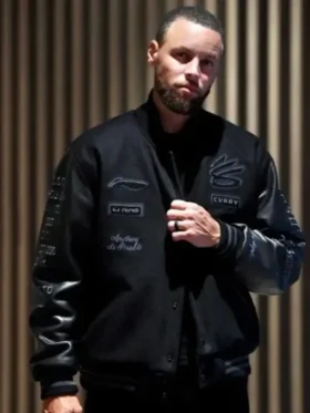 front view highlighting the premium wool texture and button details on the Stephen Curry MMXXVI Li-Ning Jacket.