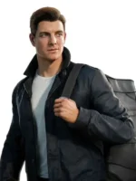 007 First Light James Bond Black Leather Jacket Closure View