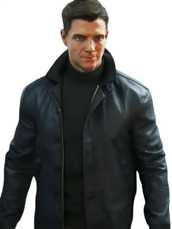 007 First Light James Bond Black Leather Jacket Front View 007 First Light James Bond Black Leather Jacket Front View