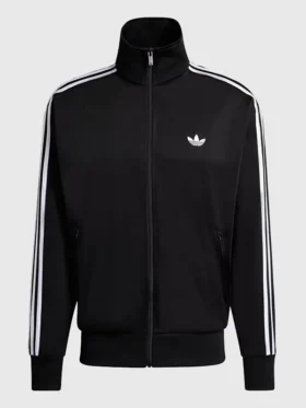 Front view of Adidas Lewis Capaldi Track Jacket with sporty design, clean front profile, and premium finish