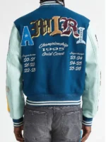 Amiri Patch Wool Blend Leather Varsity Jacket Back Design