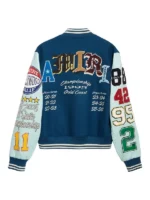 Amiri Patch Wool Blend Leather Varsity Jacket Back Look